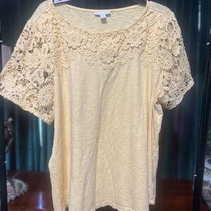 Charter Club Yellow Lace Sleeve Blouse